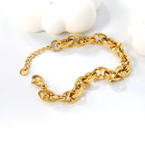 W8.6mm*Thick3mm Chain Bracelet 18+3cm+6mm Round Tail Plaque Gold Color