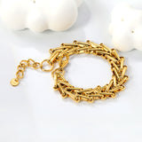 Line 1mm*Width 12.5mm Chain Bracelet 18+3cm+6mm Round Tail Plaque Gold Color