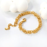 Wire 0.8mm*Width 7mm Chain Bracelet 18+3cm+6mm Round Tail Plaque Gold Color