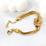 20*15mm Double Chain Buckle Knot Bracelet Wire Diameter 4*Thickness 2mm*17+3cm+6mm Round Tail Plate Gold Color