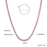 Oval White & Purple & Red & Pink & Aquamarine & Mixed Color Diamond Clasp Necklace 35+5cm Steel Color