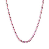 Oval White & Purple & Red & Pink & Aquamarine & Mixed Color Diamond Clasp Necklace 35+5cm Steel Color