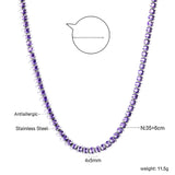 Oval White & Purple & Red & Pink & Aquamarine & Mixed Color Diamond Clasp Necklace 35+5cm Steel Color