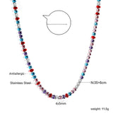 Oval White & Purple & Red & Pink & Aquamarine & Mixed Color Diamond Clasp Necklace 35+5cm Steel Color