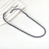 Oval White & Purple & Red & Pink & Aquamarine & Mixed Color Diamond Clasp Necklace 35+5cm Steel Color