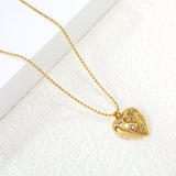 15*16.8mm heart with 6 white diamonds pendant+1.2mm bobble chain necklace 45+5cm