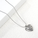 15*16.8mm heart with 6 white diamonds pendant+1.2mm bobble chain necklace 45+5cm