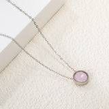 Round with white & mineral black & deep purple & light purple & red & pink & deep blue & light blue & deep green & light green & white opal & pink opal pendant 10mm necklace 43+5cm