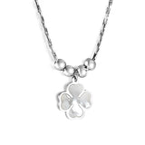 2024 New Year Clover with White Shell + 4 Steel Beads Pendant Necklace 50+5cm