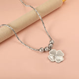 2024 New Year Clover with White Shell + 4 Steel Beads Pendant Necklace 50+5cm