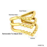 Fashion V-shaped stainless steel ring personalized retro trend 18k gold-plated wholesale