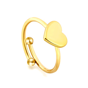 Heart shaped ring with an open cylindrical end