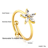 18K gold stainless steel inlaid zirconia ring fashionable hundred with jewelry