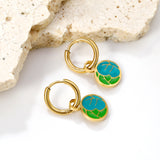 1.6x 8mm Round with 9.8*8.4mm Mixed Color Vegetable Leaf Stud Earrings