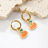 1.6x8mm I.D. Circle with 9.8*9.5mm Orange Pumpkin Stud Earrings