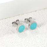 7.7mm Round with Gray Green/Mint Green Glitter Drip Earrings Steel Color