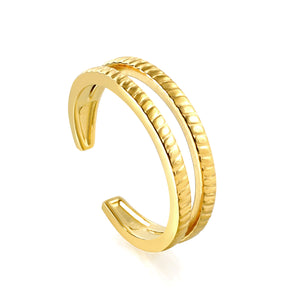 Simple popular lines double vein ring open finger ring