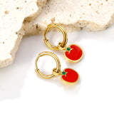 1.6x8mm I.D. Circle with 8.9*7.2mm Red Tomato Stud Earrings