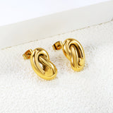 12*19mm Button Knot Earrings Gold Color