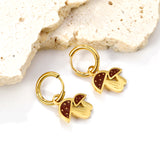 1.6x8mm I.D. Circle with 12.6*11mm Red Mushroom Earrings