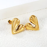 19*18mm two-petal heart-shaped earrings (divided into left and right) Gold color