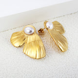 24*37mm Butterfly wings with half 7.6*9.8mm oval blue turquoise/white gum beads earrings gold color