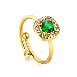 Square green diamond with small white diamonds ending in an open round bead ring