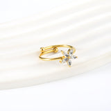 18K gold stainless steel inlaid zirconia ring fashionable hundred with jewelry