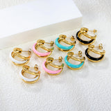 Wire 3*W16*H20mm Triple C-shaped with center white/black/pink/mint green drop earrings gold color