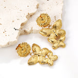 14mm Daisy + 24*26.7mm Two Butterfly Size Stud Earrings