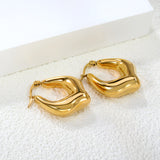 Hollow U-shaped peach heart ear clips 23.7*26.5mm Steel/Golden