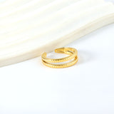 Simple popular lines double vein ring open finger ring