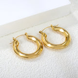 Hollow opening round corner earrings 6*32mm thick steel/golden