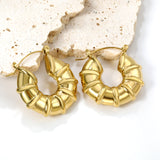 Hollow Open Round Bamboo Earrings*28mm Gold Color