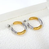 C Shape 4 Sections Sausage Earrings Thick 4.2*27mm Meso Goldtone