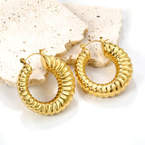 Hollow open round elephant trunk earrings 35mm gold color