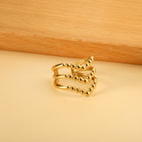 Fashion V-shaped stainless steel ring personalized retro trend 18k gold-plated wholesale