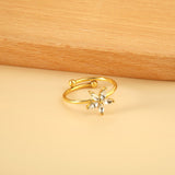 18K gold stainless steel inlaid zirconia ring fashionable hundred with jewelry