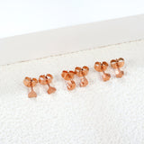 3 Pairs Mixed Cut Stud Earrings (Triangle 4mm, Moon 3.5*4mm, Star 4mm) Steel/Gold/Rose Gold