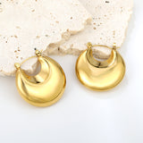 Golden hollow fat moon earrings 27*25mm