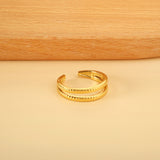 Simple popular lines double vein ring open finger ring