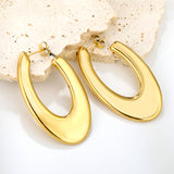 Hollow Long Flat U-shaped Earrings 27.5*48.4mm Gold Color