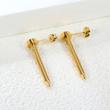 6*30mm stud earrings steel color/golden