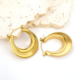 Hollow Open Circular Convex Earrings 28mm Gold Color