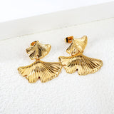 17*11.4mm Small Scallop + 29*20.8mm Large Scallop with Textured Faceted Earrings Goldtone