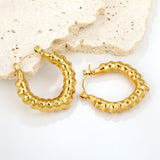 Hollow Peach Convex Earrings 28.3*26.5mm Gold Color