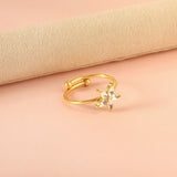 18K gold stainless steel inlaid zirconia ring fashionable hundred with jewelry