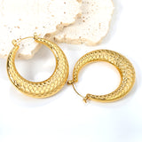 Hollow open round snake earrings 40mm gold color