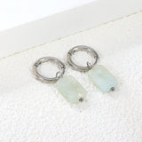 2*10mm circle + 8.4*12.3mm rectangle rhombus white natural stone earrings steel/golden color