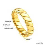 Minimalist Solid Color Wheat Ring Twisted Stripe Niche Ring